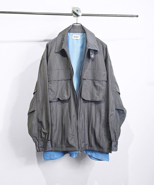 SeeSew(シーソー)の「【UNISEX】LAYERED ZIP SHIRT JACKET/レイヤードジップシャツジャケット(シャツ/ブラウス・メンズ・ブラウン/グレー・M/L)」の4枚目の写真