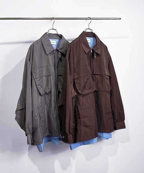 SeeSew(シーソー)の「【UNISEX】LAYERED ZIP SHIRT JACKET/レイヤードジップシャツジャケット(シャツ/ブラウス・メンズ・ブラウン/グレー・M/L)」の18枚目の写真