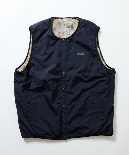 FREAK'S STORE(フリークスストア)の「限定展開 リラックスフィット ナイロン フリース リバーシブル ジップアップベスト(ダウンベスト・メンズ・オリーブ/ネイビー/レオパード/ブラック/スミクロ・MEDIUM/SMALL/LARGE)」の6枚目の写真