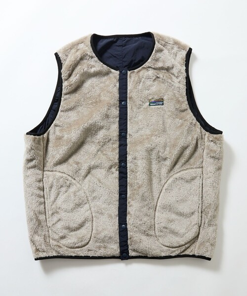 FREAK'S STORE(フリークスストア)の「限定展開 リラックスフィット ナイロン フリース リバーシブル ジップアップベスト(ダウンベスト・メンズ・オリーブ/ネイビー/レオパード/ブラック/スミクロ・MEDIUM/SMALL/LARGE)」の12枚目の写真