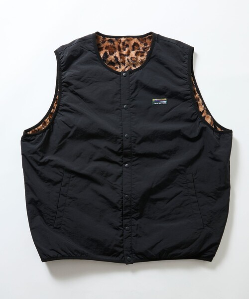 FREAK'S STORE(フリークスストア)の「限定展開 リラックスフィット ナイロン フリース リバーシブル ジップアップベスト(ダウンベスト・メンズ・オリーブ/ネイビー/レオパード/ブラック/スミクロ・MEDIUM/SMALL/LARGE)」の15枚目の写真