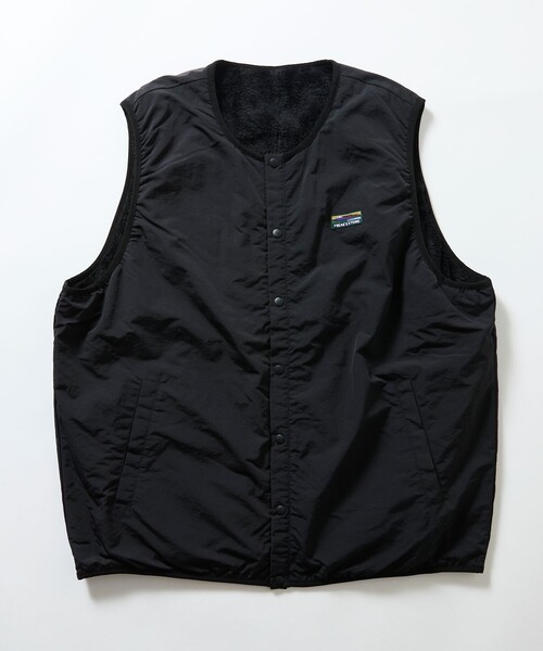 FREAK'S STORE(フリークスストア)の「限定展開 リラックスフィット ナイロン フリース リバーシブル ジップアップベスト(ダウンベスト・メンズ・オリーブ/ネイビー/レオパード/ブラック/スミクロ・MEDIUM/SMALL/LARGE)」の19枚目の写真