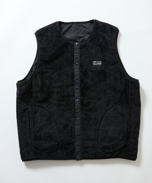 FREAK'S STORE(フリークスストア)の「限定展開 リラックスフィット ナイロン フリース リバーシブル ジップアップベスト(ダウンベスト・メンズ・オリーブ/ネイビー/レオパード/ブラック/スミクロ・MEDIUM/SMALL/LARGE)」の20枚目の写真