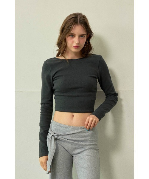 ALEXIA STAM(アリシアスタン)の「Back Adjuster Long Sleeve Top /パッドinバックジャスタートップス(Tシャツ/カットソー・レディース・ホワイト/チャコールグレー/グレー・S/M/L)」の12枚目の写真