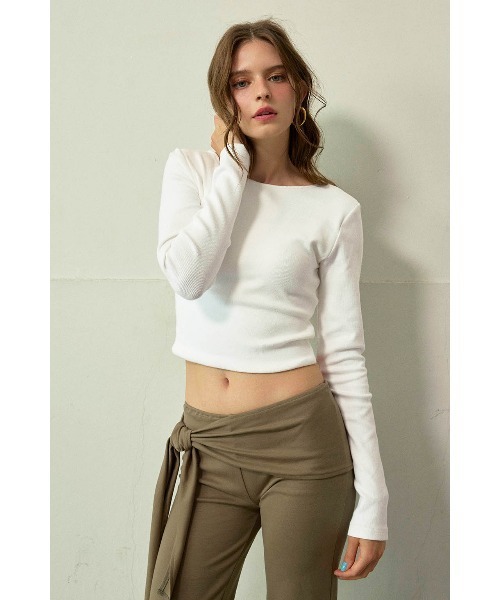 ALEXIA STAM(アリシアスタン)の「Back Adjuster Long Sleeve Top /パッドinバックジャスタートップス(Tシャツ/カットソー・レディース・ホワイト/チャコールグレー/グレー・S/M/L)」の7枚目の写真