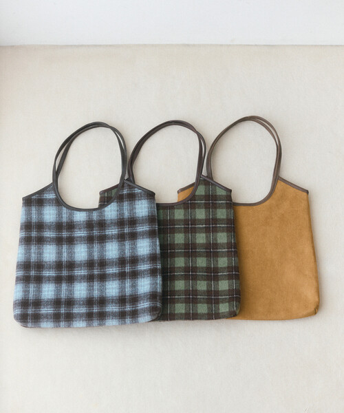 Firsthand（ファーストハンド）の「Firsthand/ファーストハンド チェックパターン パイピングトートバッグ【限定展開】（ハンドバッグ・レディース・キャメル/グリーン/ブルー・ONE SIZE）」の10枚目の写真