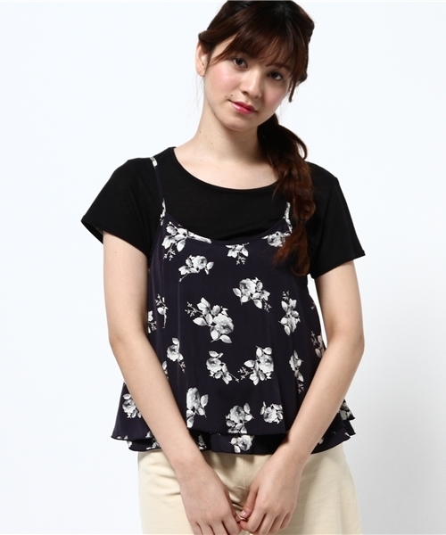 archives（アルシーヴ）の「花柄ティアードキャミ（シャツ/ブラウス・レディース・ネイビー/オフホワイト/ピンク・MEDIUM）」の2枚目の写真