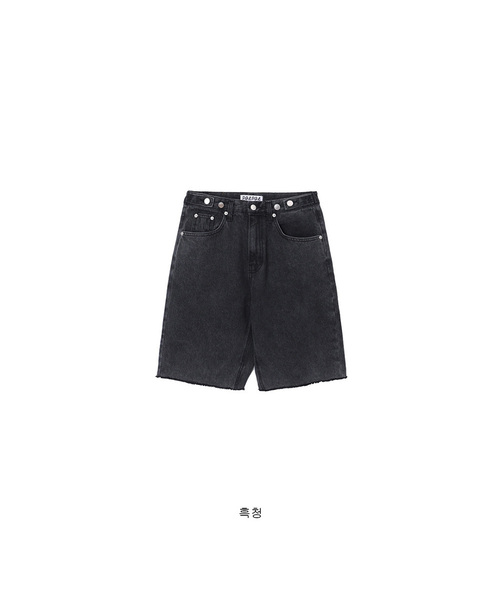 FORTYFOUR（フォーティフォー）の「[W] ビゾワイドデニムハーフパンツ（デニムパンツ・レディース・ライトブルー/スカイブルー/ブラック×ブルー・SMALL/MEDIUM/LARGE）」の2枚目の写真