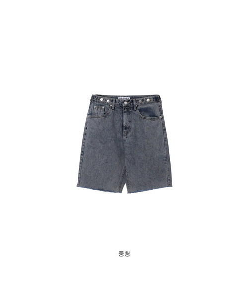 FORTYFOUR（フォーティフォー）の「[W] ビゾワイドデニムハーフパンツ（デニムパンツ・レディース・ライトブルー/スカイブルー/ブラック×ブルー・SMALL/MEDIUM/LARGE）」の3枚目の写真