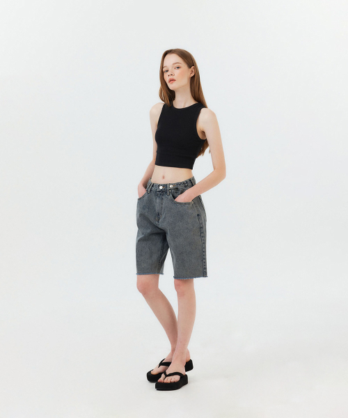 FORTYFOUR（フォーティフォー）の「[W] ビゾワイドデニムハーフパンツ（デニムパンツ・レディース・ライトブルー/スカイブルー/ブラック×ブルー・SMALL/MEDIUM/LARGE）」の5枚目の写真