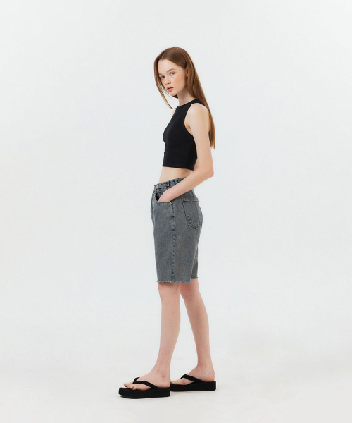 FORTYFOUR（フォーティフォー）の「[W] ビゾワイドデニムハーフパンツ（デニムパンツ・レディース・ライトブルー/スカイブルー/ブラック×ブルー・SMALL/MEDIUM/LARGE）」の6枚目の写真
