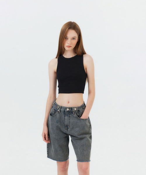 FORTYFOUR（フォーティフォー）の「[W] ビゾワイドデニムハーフパンツ（デニムパンツ・レディース・ライトブルー/スカイブルー/ブラック×ブルー・SMALL/MEDIUM/LARGE）」の7枚目の写真
