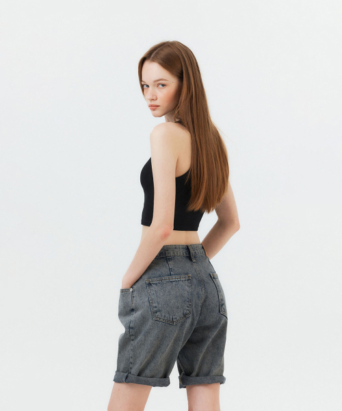 FORTYFOUR（フォーティフォー）の「[W] ビゾワイドデニムハーフパンツ（デニムパンツ・レディース・ライトブルー/スカイブルー/ブラック×ブルー・SMALL/MEDIUM/LARGE）」の8枚目の写真