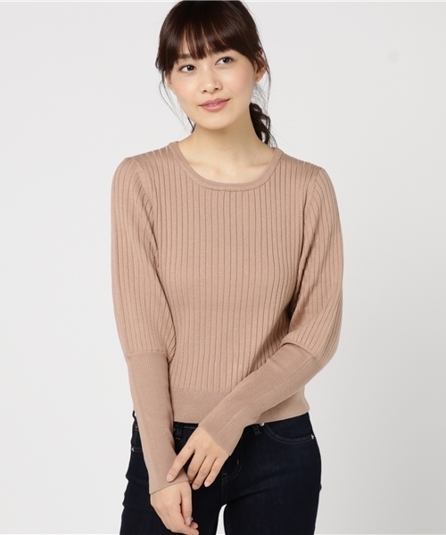 mystic（ミスティック）の「ワイドリブ袖パフニット（ニット/セーター・レディース・ブラック/ベージュ/レッド/ブルー・ﾌﾘ-）」の3枚目の写真