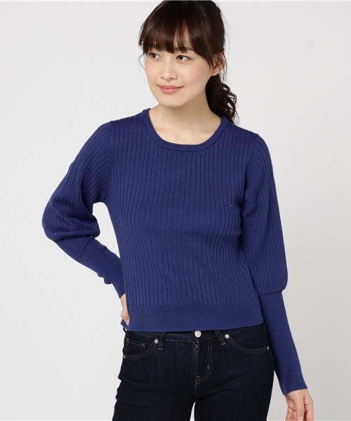 mystic（ミスティック）の「ワイドリブ袖パフニット（ニット/セーター・レディース・ブラック/ベージュ/レッド/ブルー・ﾌﾘ-）」の4枚目の写真