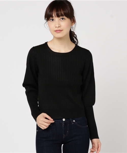 mystic（ミスティック）の「ワイドリブ袖パフニット（ニット/セーター・レディース・ブラック/ベージュ/レッド/ブルー・ﾌﾘ-）」の2枚目の写真