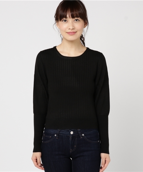 mystic（ミスティック）の「ワイドリブ袖パフニット（ニット/セーター・レディース・ブラック/ベージュ/レッド/ブルー・ﾌﾘ-）」の5枚目の写真