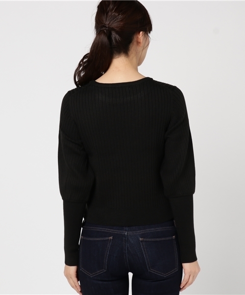 mystic（ミスティック）の「ワイドリブ袖パフニット（ニット/セーター・レディース・ブラック/ベージュ/レッド/ブルー・ﾌﾘ-）」の7枚目の写真