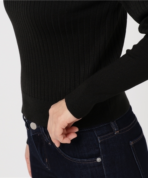 mystic（ミスティック）の「ワイドリブ袖パフニット（ニット/セーター・レディース・ブラック/ベージュ/レッド/ブルー・ﾌﾘ-）」の9枚目の写真