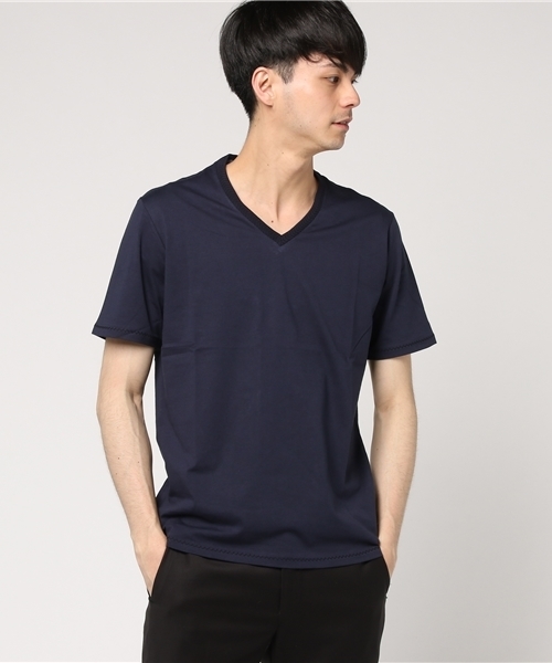 MEN'S BIGI(メンズビギ)の「贅沢なVネック半袖Tシャツ / Albini Cotton(Tシャツ/カットソー・メンズ・ネイビー/ホワイト/ライトオリーブ/ブラック・S/L/M)」の4枚目の写真