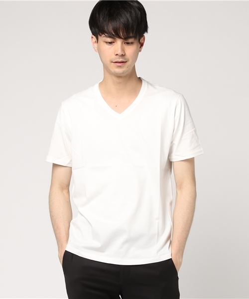 MEN'S BIGI(メンズビギ)の「贅沢なVネック半袖Tシャツ / Albini Cotton(Tシャツ/カットソー・メンズ・ネイビー/ホワイト/ライトオリーブ/ブラック・S/L/M)」の2枚目の写真