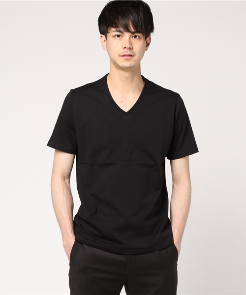 MEN'S BIGI(メンズビギ)の「贅沢なVネック半袖Tシャツ / Albini Cotton(Tシャツ/カットソー・メンズ・ネイビー/ホワイト/ライトオリーブ/ブラック・S/L/M)」の3枚目の写真