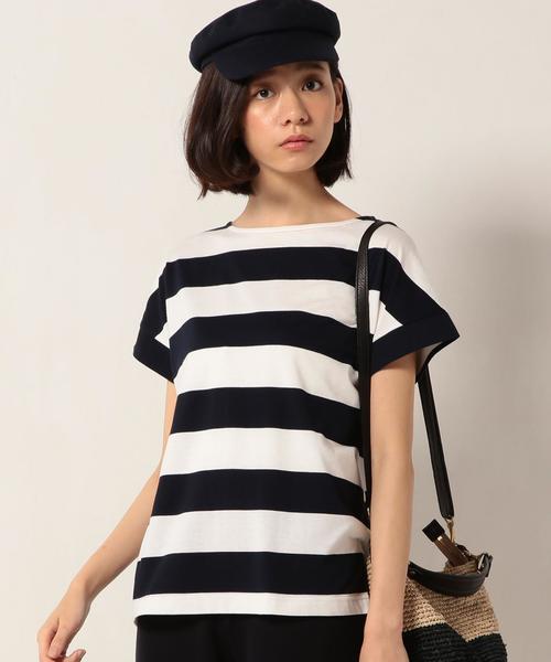 coen（コーエン）の「【大人気・復刻・新色追加】ワイドボーダーボートネックTシャツ（Tシャツ/カットソー・レディース・ネイビー/ブラウン・LARGE/MEDIUM）」の6枚目の写真