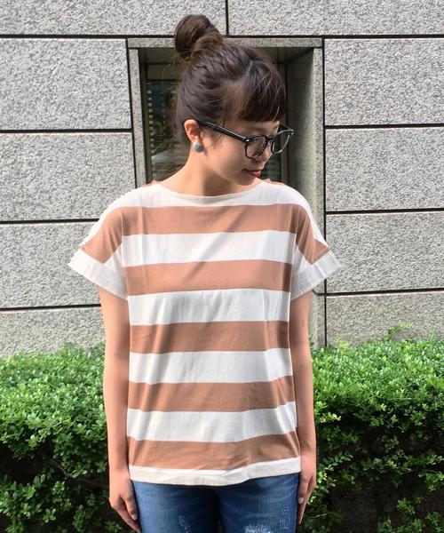 coen（コーエン）の「【大人気・復刻・新色追加】ワイドボーダーボートネックTシャツ（Tシャツ/カットソー・レディース・ネイビー/ブラウン・LARGE/MEDIUM）」の12枚目の写真