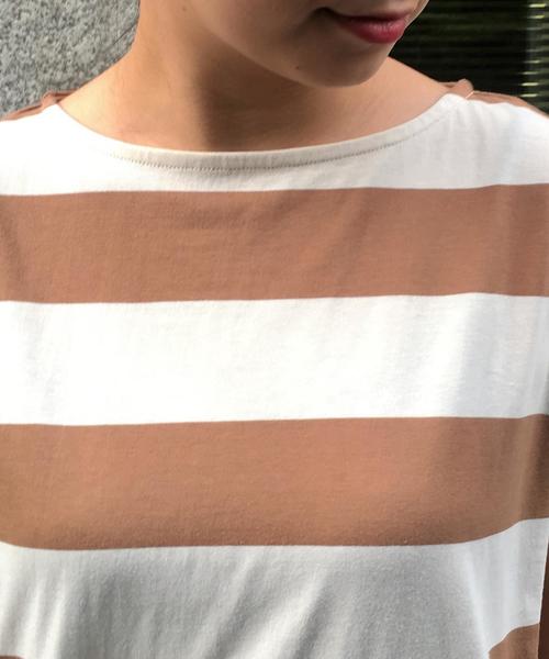 coen（コーエン）の「【大人気・復刻・新色追加】ワイドボーダーボートネックTシャツ（Tシャツ/カットソー・レディース・ネイビー/ブラウン・LARGE/MEDIUM）」の15枚目の写真