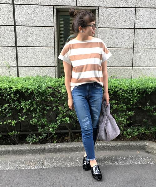 coen（コーエン）の「【大人気・復刻・新色追加】ワイドボーダーボートネックTシャツ（Tシャツ/カットソー・レディース・ネイビー/ブラウン・LARGE/MEDIUM）」の17枚目の写真