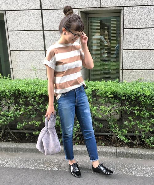 coen（コーエン）の「【大人気・復刻・新色追加】ワイドボーダーボートネックTシャツ（Tシャツ/カットソー・レディース・ネイビー/ブラウン・LARGE/MEDIUM）」の11枚目の写真