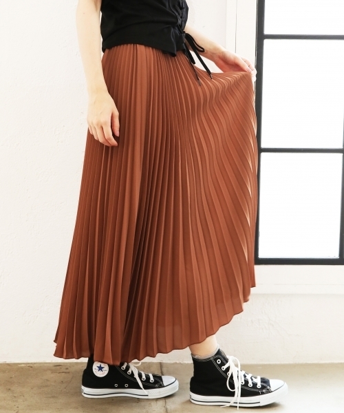 Heather（ヘザー）の「プリーツマキシスカート 763153（スカート・レディース・テラコッタ/ブラック/グレー系その他・FREE）」の3枚目の写真