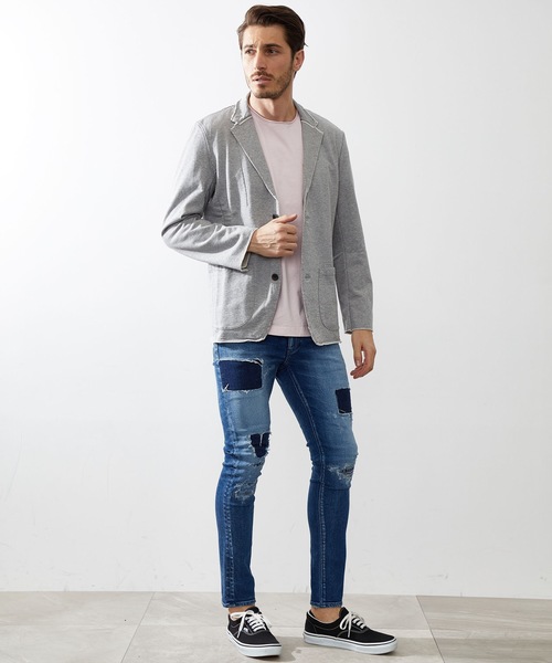 wjk black】≪STUDIOUS限定≫ハイゲージスウェットラペルジャケット