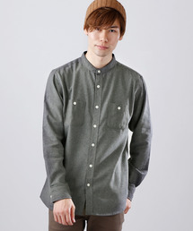 MONO-MART | バンドカラーフランネルシャツ 2017AW(MONO-MART)(シャツ/ブラウス)