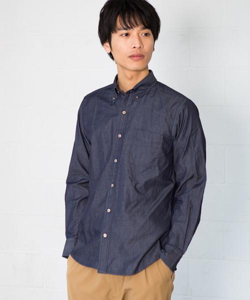 green label relaxing（グリーンレーベルリラクシング）の「SC ドレスシャンブレー ボタンダウン シャツ ◆（シャツ/ブラウス・メンズ・ネイビー/コバルトブルー・LARGE/X-LARGE/MEDIUM/X-SMALL/SMALL）」の2枚目の写真