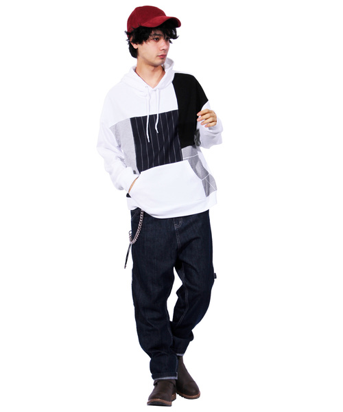 ８(eight)（エイト）の「切替 プルオーバー パーカー スウェット（パーカー・メンズ・ホワイト/ブラック・MEDIUM/LARGE）」の9枚目の写真