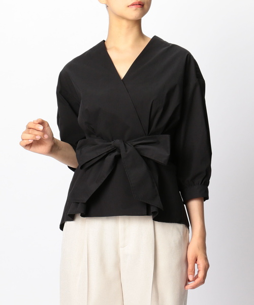 NARACAMICIE(ナラカミーチェ)の「カシュクールボリューム七分袖ブラウス(シャツ/ブラウス・レディース・ブラック・MEDIUM/X-LARGE)」の5枚目の写真