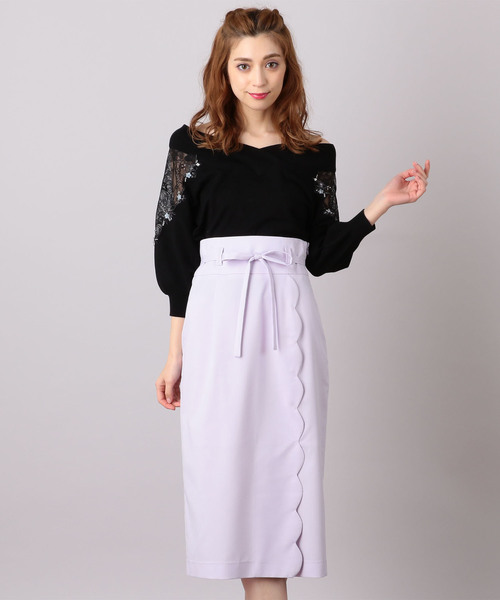 MIIA（ミーア）の「ハイウエストスカラップタイトスカート（スカート