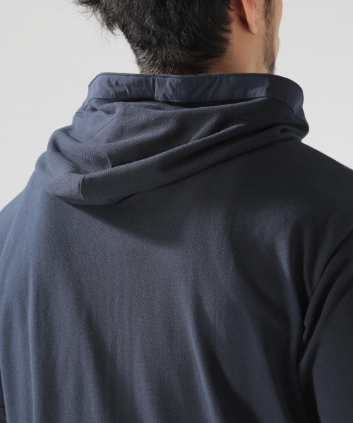 BAYFLOW（ベイフロー）の「キリカエ半袖ZIPパーカー（パーカー・メンズ・ネイビー/グレー・MEDIUM/LARGE/SMALL）」の9枚目の写真