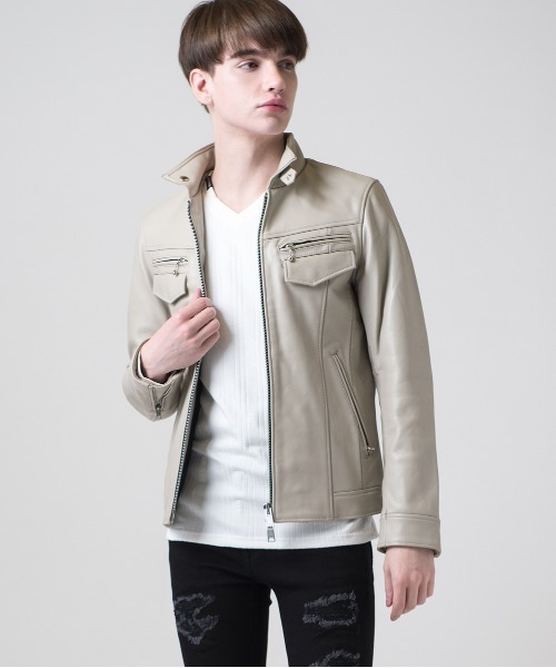 NORTH BEACH-LAMB(ノースビーチ ラム) ラムレザー シングル ライダース