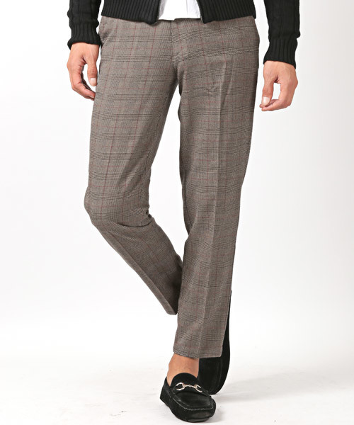 LUXSTYLE(ラグスタイル)の「グレンチェックトラウザーパンツ(スラックス)」|ブラウン