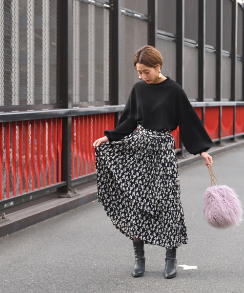 coca（coca）（コカ）の「上品花柄ロング丈プリーツスカート（スカート・レディース・ネイビー/ホワイト・ONE SIZE）」の20枚目の写真