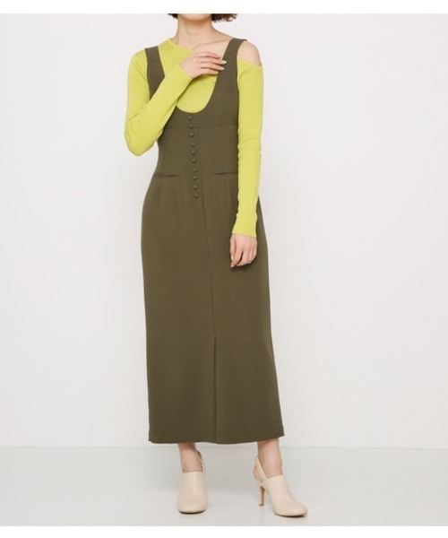SLY(スライ)の「FRONT SLIT JUMPER SK(ワンピース)」|カーキ