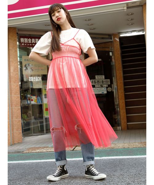 jouetie（ジュエティ）の「ランジェリーチュールワンピース（ワンピース・レディース・ブラック/オフホワイト/ピンク/ライトグリーン・MEDIUM）」の4枚目の写真