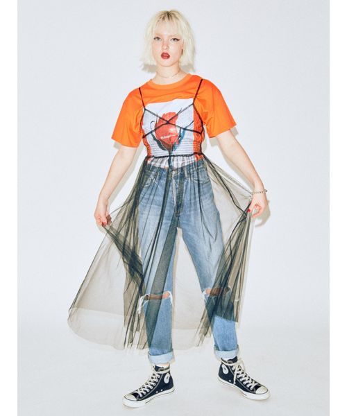 jouetie（ジュエティ）の「ランジェリーチュールワンピース（ワンピース・レディース・ブラック/オフホワイト/ピンク/ライトグリーン・MEDIUM）」の2枚目の写真