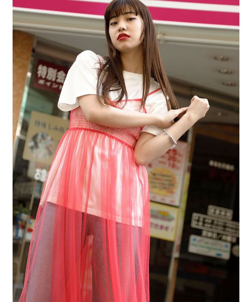 jouetie（ジュエティ）の「ランジェリーチュールワンピース（ワンピース・レディース・ブラック/オフホワイト/ピンク/ライトグリーン・MEDIUM）」の14枚目の写真