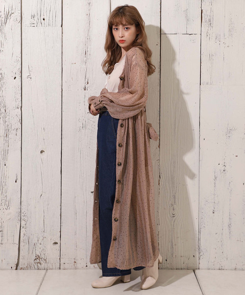 one after another NICE CLAUP（ワンアフターアナザーナイスクラップ）の「ドットガウンワンピース（ワンピース・レディース・ブラウン/モカ/ベージュ・FREE）」の12枚目の写真