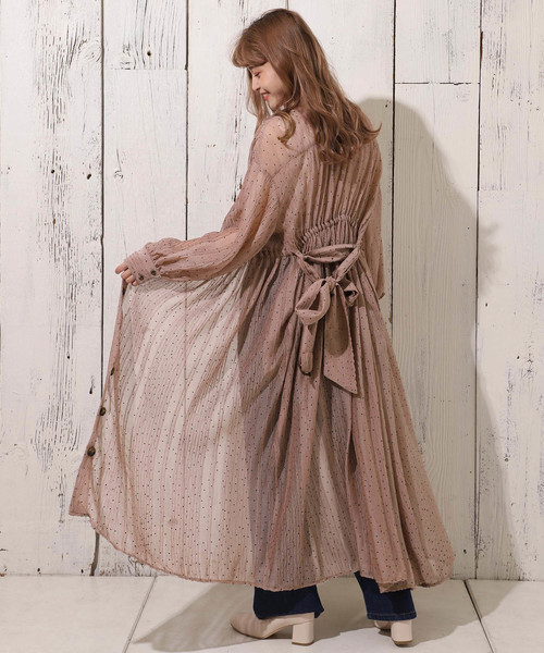 one after another NICE CLAUP（ワンアフターアナザーナイスクラップ）の「ドットガウンワンピース（ワンピース・レディース・ブラウン/モカ/ベージュ・FREE）」の13枚目の写真