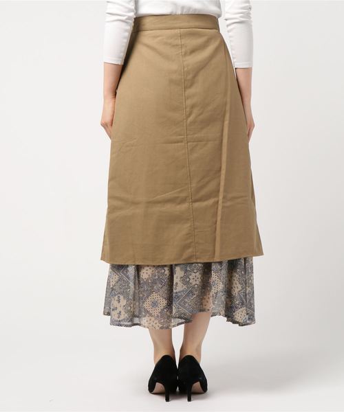 archives（アルシーヴ）の「オーバーラップロングスカート（スカート・レディース・ブラック/ベージュ/カーキ・MEDIUM）」の4枚目の写真