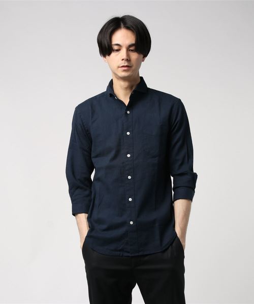 Request（リクエスト）の「【Request】綿麻  7分袖シャツ ストレッチ（シャツ/ブラウス・メンズ・ブラック/オフホワイト/ネイビー・3/2/4）」の3枚目の写真